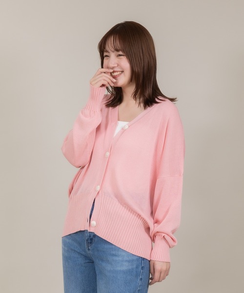 meeny miny（ミーニーマイニー）の「【meeny miny】【接触冷感／アンチピリング】ヨガインストラクター監修　美優Vカーディガン（カーディガン/ボレロ・レディース・ライトベージュ/ライトピンク/ライトグレー/ホワイト・MEDIUM/LARGE）」の11枚目の写真