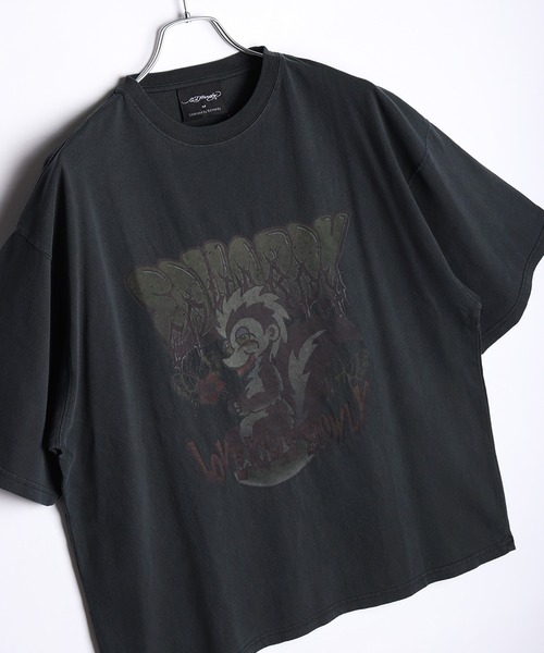 Ed Hardy(エドハーディー)の「EdHardy ピグメント加工 ビッグシルエット 半袖Tシャツ(Tシャツ/カットソー・メンズ・チャコール/ブラック系その他/チャコールグレー/ブラック・M/L)」の2枚目の写真