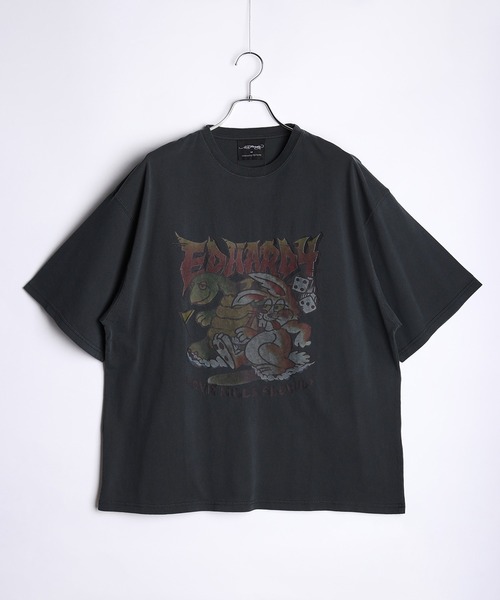 Ed Hardy(エドハーディー)の「EdHardy ピグメント加工 ビッグシルエット 半袖Tシャツ(Tシャツ/カットソー・メンズ・チャコール/ブラック系その他/チャコールグレー/ブラック・M/L)」の5枚目の写真