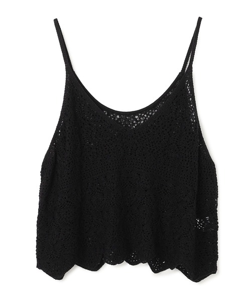 anyfee（エニフィー）の「【anyfee/プラスサイズ】かぎ針編み風ニットビスチェ（キャミソール・レディース・ブラック/オフホワイト・LL）」の3枚目の写真