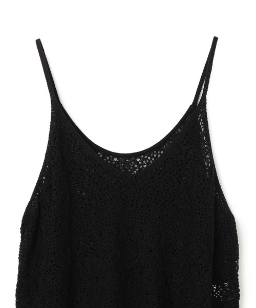 anyfee（エニフィー）の「【anyfee/プラスサイズ】かぎ針編み風ニットビスチェ（キャミソール・レディース・ブラック/オフホワイト・LL）」の4枚目の写真