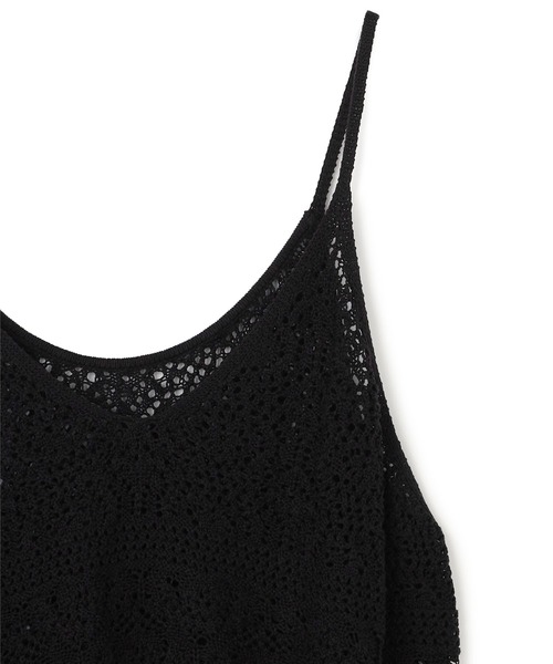 anyfee（エニフィー）の「【anyfee/プラスサイズ】かぎ針編み風ニットビスチェ（キャミソール・レディース・ブラック/オフホワイト・LL）」の5枚目の写真