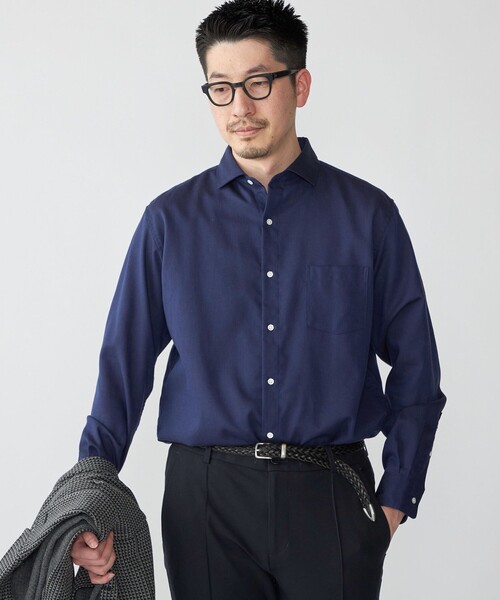 セール】SHIPS: アイスコットン からみ織り セミワイドカラー シャツ