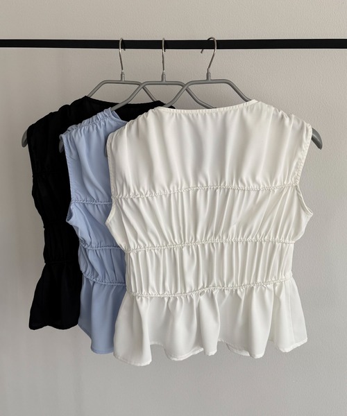 callautia（カラウティア）の「ギャザーノースリーブブラウス（シャツ