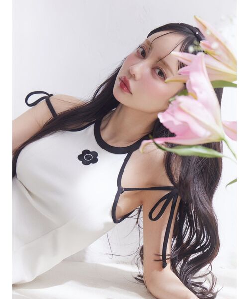 EATME(イートミー)の「【EATME×MARY QUANT】リボンリブワンピース(ワンピース・レディース・ピンク/オフホワイト/ブラック・FREE)」の10枚目の写真