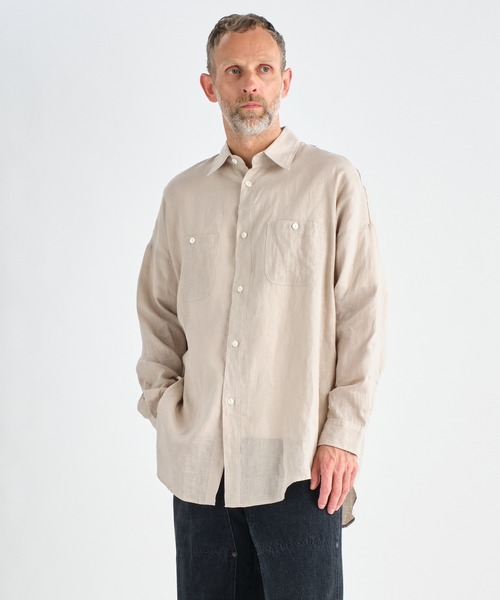 22SS MARKAWARE マーカウェア ヘンプ 長袖 シャツ 黒 915O▲ 22SS MARKAWARE マーカウェア ヘンプ 長袖 シャツ 黒 915O