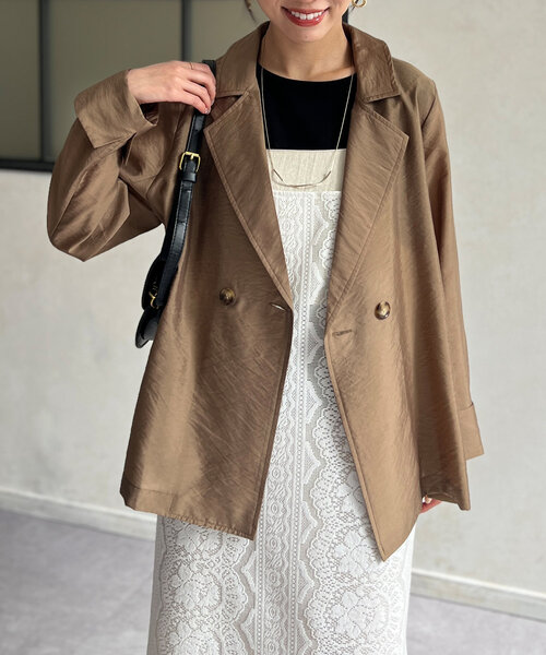 Chez toi(シェトワ)の「シアーテーラードジャケット(テーラードジャケット・レディース・ベージュ/オフホワイト/ブラック・FREE)」の3枚目の写真