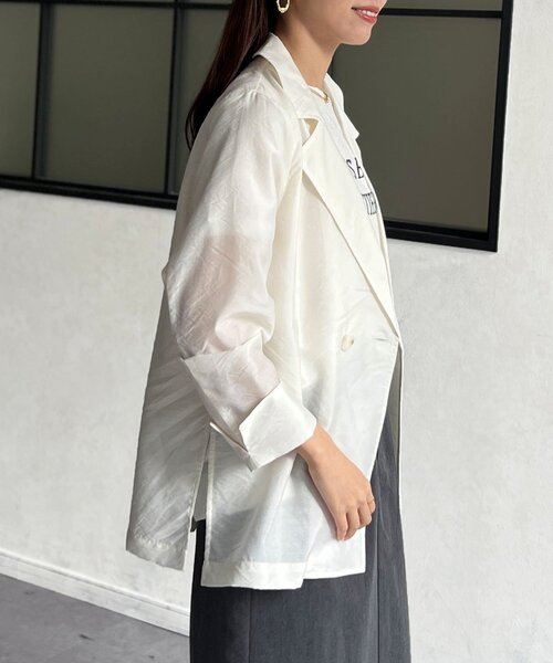 Chez toi(シェトワ)の「シアーテーラードジャケット(テーラードジャケット・レディース・ベージュ/オフホワイト/ブラック・FREE)」の16枚目の写真