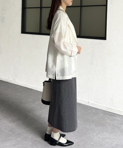 Chez toi(シェトワ)の「シアーテーラードジャケット(テーラードジャケット・レディース・ベージュ/オフホワイト/ブラック・FREE)」の21枚目の写真