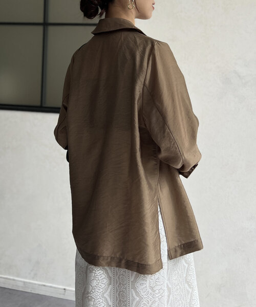 Chez toi(シェトワ)の「シアーテーラードジャケット(テーラードジャケット・レディース・ベージュ/オフホワイト/ブラック・FREE)」の6枚目の写真