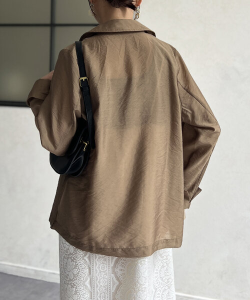 Chez toi(シェトワ)の「シアーテーラードジャケット(テーラードジャケット・レディース・ベージュ/オフホワイト/ブラック・FREE)」の8枚目の写真