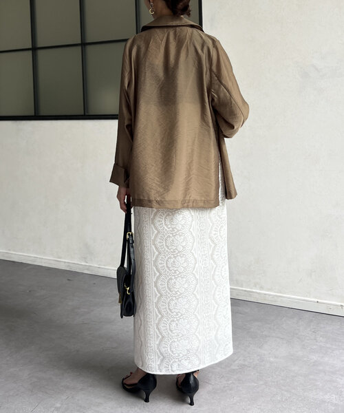 Chez toi(シェトワ)の「シアーテーラードジャケット(テーラードジャケット・レディース・ベージュ/オフホワイト/ブラック・FREE)」の12枚目の写真