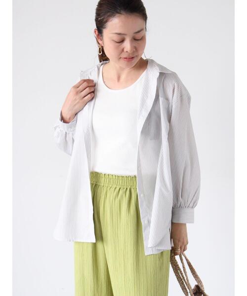 Lugnoncure（ルノンキュール）の「【イージーケア】ボリューム袖レギュラーシャツ（シャツ/ブラウス・レディース・ネイビー/ピンク/オフホワイト/チャコールグレー・F）」の2枚目の写真