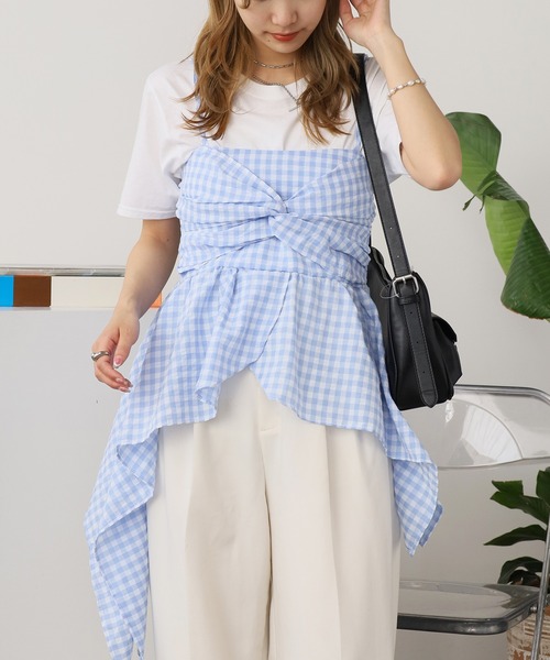 ROOPTOKYO(ループトウキョウ)の「Gingham Camisole Frilled Bustier / ギンガムキャミソールフリルビスチェ(キャミソール・レディース・ブルー/ブラック/ピンク・FREE)」の20枚目の写真