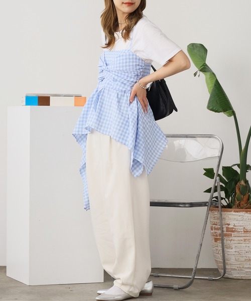 ROOPTOKYO(ループトウキョウ)の「Gingham Camisole Frilled Bustier / ギンガムキャミソールフリルビスチェ(キャミソール・レディース・ブルー/ブラック/ピンク・FREE)」の22枚目の写真