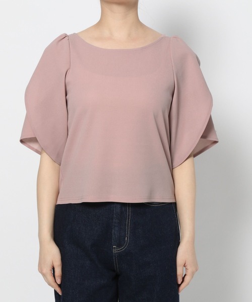 mysty woman（ミスティウーマン）の「チューリップスリーブプルオーバー 491358（Tシャツ/カットソー・レディース・アイボリー/ブラック/ピンク・FREE）」の18枚目の写真