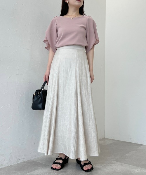 mysty woman（ミスティウーマン）の「チューリップスリーブプルオーバー 491358（Tシャツ/カットソー・レディース・アイボリー/ブラック/ピンク・FREE）」の6枚目の写真