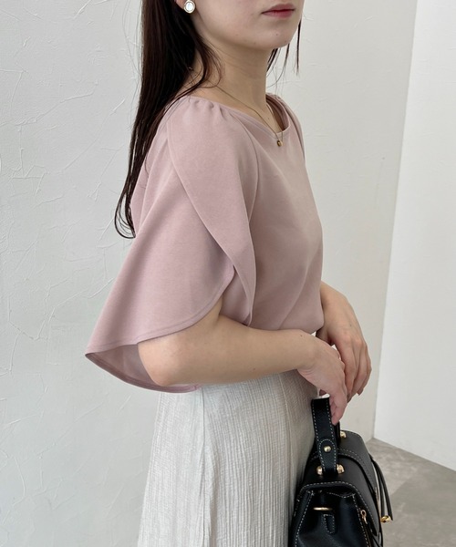 mysty woman（ミスティウーマン）の「チューリップスリーブプルオーバー 491358（Tシャツ/カットソー・レディース・アイボリー/ブラック/ピンク・FREE）」の5枚目の写真