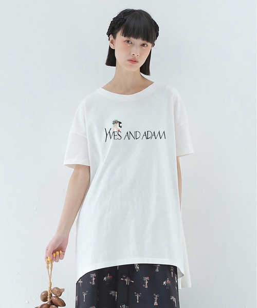 bedsidedrama(ベットサイドドラマ)の「YVES AND ADAM Flare T-Shirt(Tシャツ/カットソー・レディース・ナチュラル/ブラック/ホワイト・1/2)」の2枚目の写真