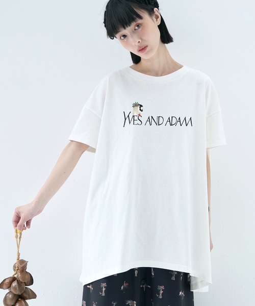 bedsidedrama(ベットサイドドラマ)の「YVES AND ADAM Flare T-Shirt(Tシャツ/カットソー・レディース・ナチュラル/ブラック/ホワイト・1/2)」の4枚目の写真