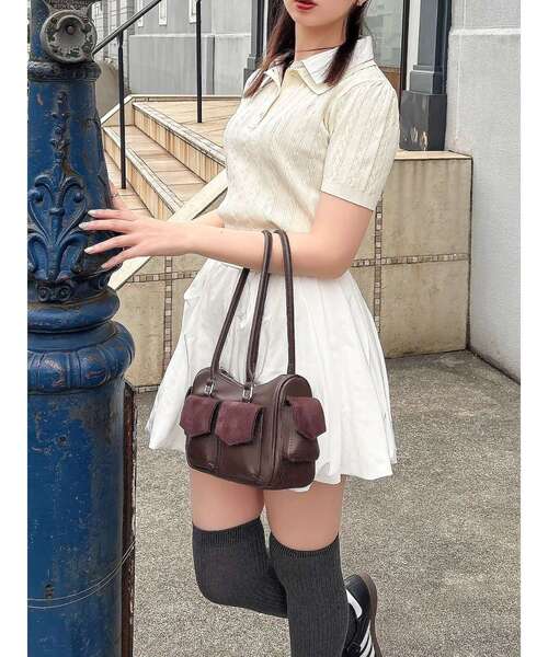 dazzlin（ダズリン）の「ダブルカラーケーブルレイヤードリブニット（ニット/セーター・レディース・ピンク/オフホワイト/ブラウン/ネイビー/ボルドー・FREE）」の19枚目の写真