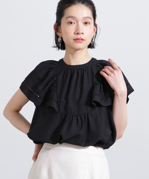 N.(N. Natural Beauty Basic)(エヌエヌナチュラルビューティーベーシック)の「シアーフレアスリーブブラウス(シャツ/ブラウス・レディース・オフホワイト/ブラック/レッド・MEDIUM)」の2枚目の写真