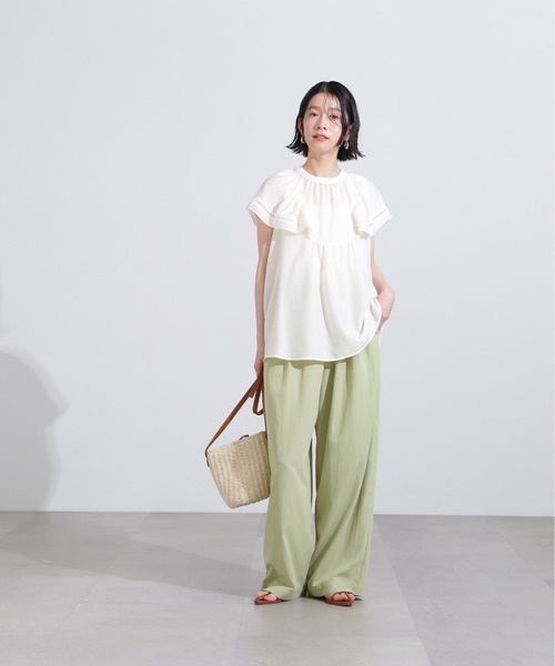 N.(N. Natural Beauty Basic)(エヌエヌナチュラルビューティーベーシック)の「シアーフレアスリーブブラウス(シャツ/ブラウス・レディース・オフホワイト/ブラック/レッド・MEDIUM)」の12枚目の写真