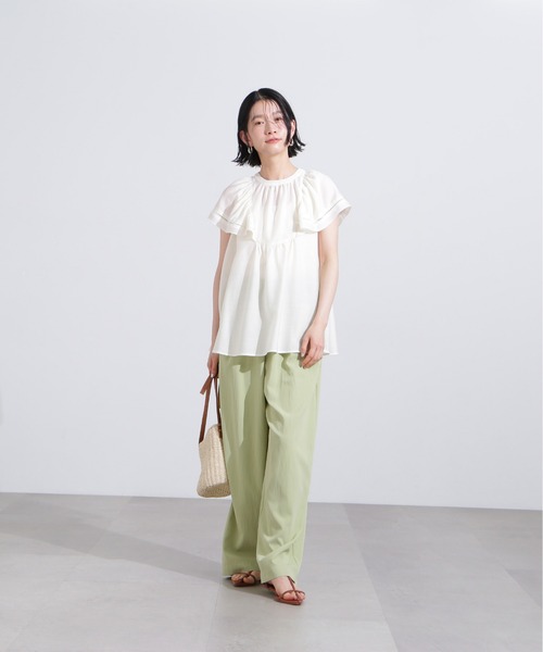 N.(N. Natural Beauty Basic)(エヌエヌナチュラルビューティーベーシック)の「シアーフレアスリーブブラウス(シャツ/ブラウス・レディース・オフホワイト/ブラック/レッド・MEDIUM)」の14枚目の写真
