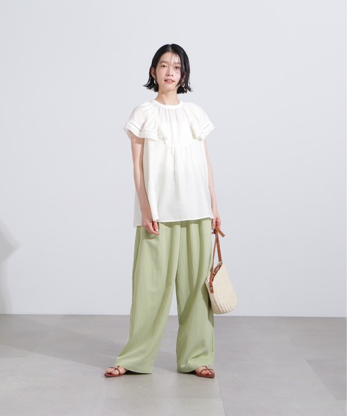 N.(N. Natural Beauty Basic)(エヌエヌナチュラルビューティーベーシック)の「シアーフレアスリーブブラウス(シャツ/ブラウス・レディース・オフホワイト/ブラック/レッド・MEDIUM)」の15枚目の写真