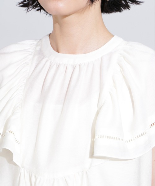 N.(N. Natural Beauty Basic)(エヌエヌナチュラルビューティーベーシック)の「シアーフレアスリーブブラウス(シャツ/ブラウス・レディース・オフホワイト/ブラック/レッド・MEDIUM)」の19枚目の写真