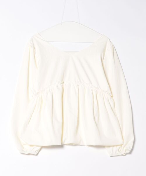 STYLEBLOCK(スタイルブロック)の「Vネックバルーンヘムブラウス(シャツ/ブラウス・レディース・アイボリー/ブラック・FREE)」の3枚目の写真