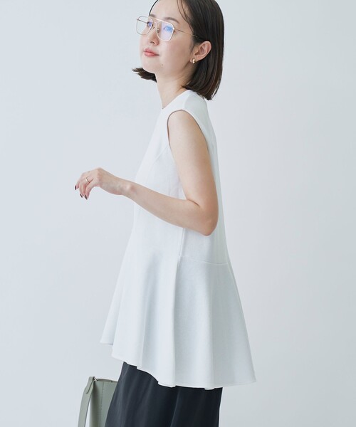 RONEL(ロネル)の「ペプラムノースリーブジャージープルオーバー(Tシャツ/カットソー・レディース・ブラック/オリーブ/ライトグレー/ホワイト・FREE)」の2枚目の写真