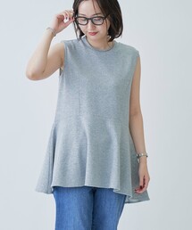 LE CIEL BLEU - mayya パリンカ バックスカーフリボンペプラムトップス 黒）肩を美しく飾るフリルとレースのリボンブラウストップス