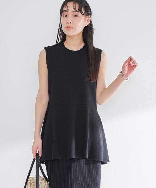 RONEL(ロネル)の「ペプラムノースリーブジャージープルオーバー(Tシャツ/カットソー・レディース・ブラック/オリーブ/ライトグレー/ホワイト・FREE)」の1枚目の写真