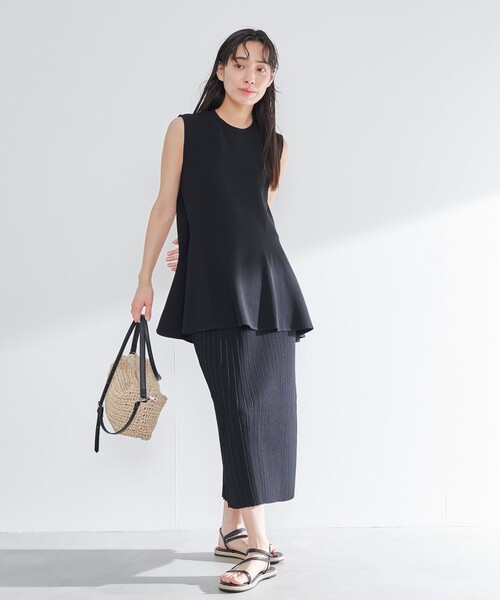 RONEL(ロネル)の「ペプラムノースリーブジャージープルオーバー(Tシャツ/カットソー・レディース・ブラック/オリーブ/ライトグレー/ホワイト・FREE)」の5枚目の写真