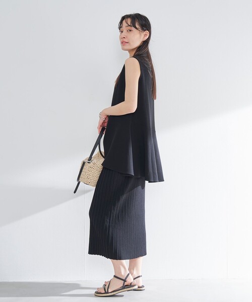 RONEL(ロネル)の「ペプラムノースリーブジャージープルオーバー(Tシャツ/カットソー・レディース・ブラック/オリーブ/ライトグレー/ホワイト・FREE)」の6枚目の写真
