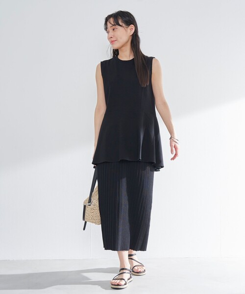 RONEL(ロネル)の「ペプラムノースリーブジャージープルオーバー(Tシャツ/カットソー・レディース・ブラック/オリーブ/ライトグレー/ホワイト・FREE)」の12枚目の写真