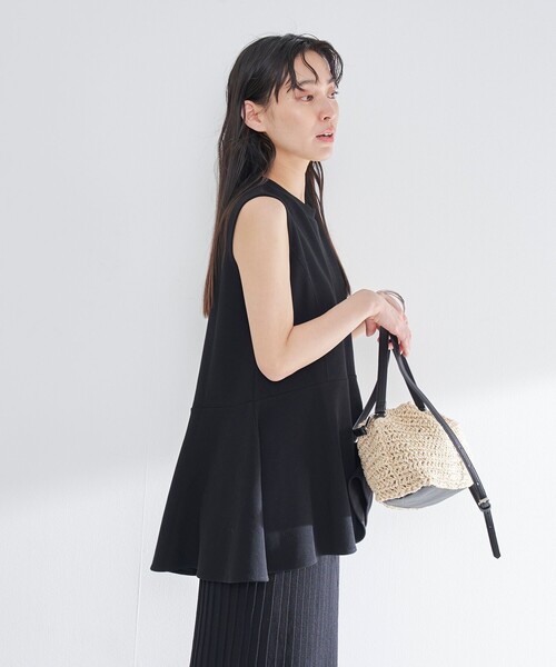 RONEL(ロネル)の「ペプラムノースリーブジャージープルオーバー(Tシャツ/カットソー・レディース・ブラック/オリーブ/ライトグレー/ホワイト・FREE)」の14枚目の写真