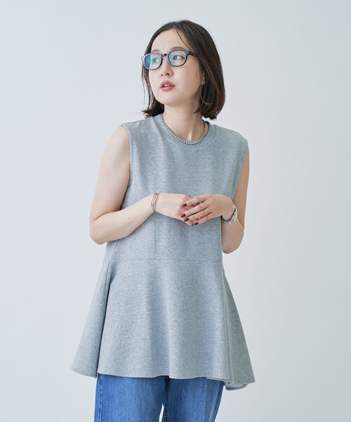 RONEL(ロネル)の「ペプラムノースリーブジャージープルオーバー(Tシャツ/カットソー・レディース・ブラック/オリーブ/ライトグレー/ホワイト・FREE)」の15枚目の写真