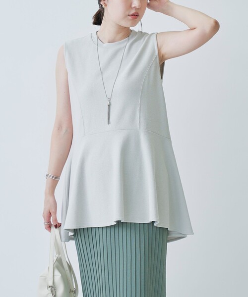 RONEL(ロネル)の「ペプラムノースリーブジャージープルオーバー(Tシャツ/カットソー・レディース・ブラック/オリーブ/ライトグレー/ホワイト・FREE)」の20枚目の写真