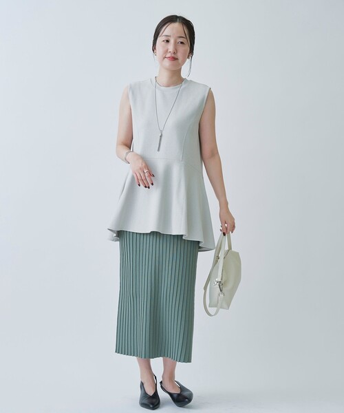 RONEL(ロネル)の「ペプラムノースリーブジャージープルオーバー(Tシャツ/カットソー・レディース・ブラック/オリーブ/ライトグレー/ホワイト・FREE)」の21枚目の写真