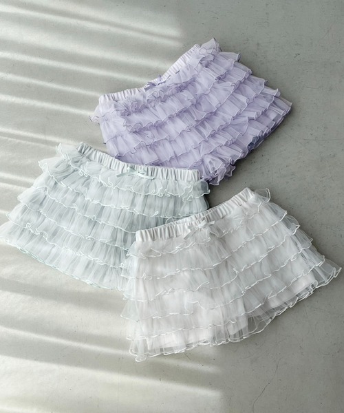 one after another NICE CLAUP(ワンアフターアナザーナイスクラップ)の「【moon light marine collection】チュールフリルショートパンツ(その他パンツ・レディース・オフホワイト/ミント/ラベンダー・FREE)」の15枚目の写真