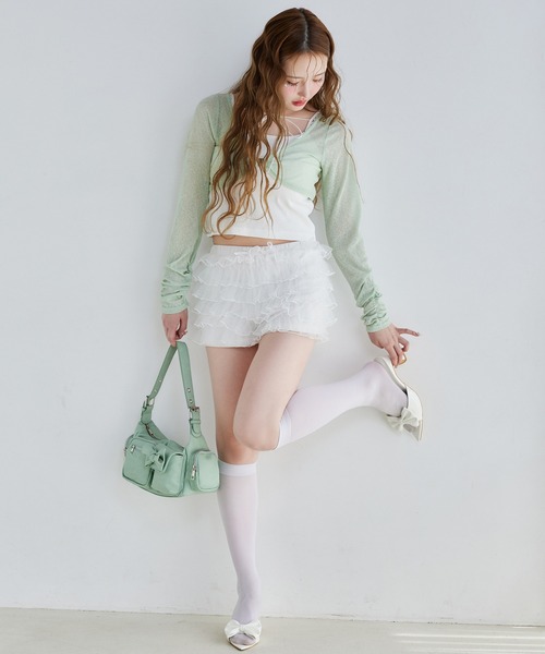one after another NICE CLAUP(ワンアフターアナザーナイスクラップ)の「【moon light marine collection】チュールフリルショートパンツ(その他パンツ・レディース・オフホワイト/ミント/ラベンダー・FREE)」の4枚目の写真