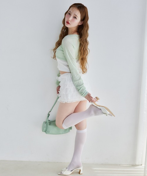 one after another NICE CLAUP(ワンアフターアナザーナイスクラップ)の「【moon light marine collection】チュールフリルショートパンツ(その他パンツ・レディース・オフホワイト/ミント/ラベンダー・FREE)」の5枚目の写真