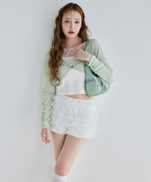 one after another NICE CLAUP(ワンアフターアナザーナイスクラップ)の「【moon light marine collection】チュールフリルショートパンツ(その他パンツ・レディース・オフホワイト/ミント/ラベンダー・FREE)」の6枚目の写真