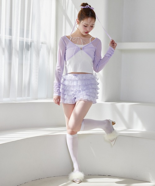 one after another NICE CLAUP(ワンアフターアナザーナイスクラップ)の「【moon light marine collection】チュールフリルショートパンツ(その他パンツ・レディース・オフホワイト/ミント/ラベンダー・FREE)」の10枚目の写真