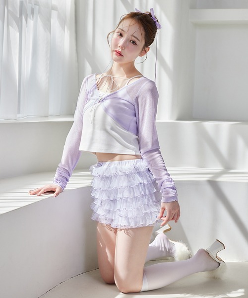 one after another NICE CLAUP(ワンアフターアナザーナイスクラップ)の「【moon light marine collection】チュールフリルショートパンツ(その他パンツ・レディース・オフホワイト/ミント/ラベンダー・FREE)」の12枚目の写真