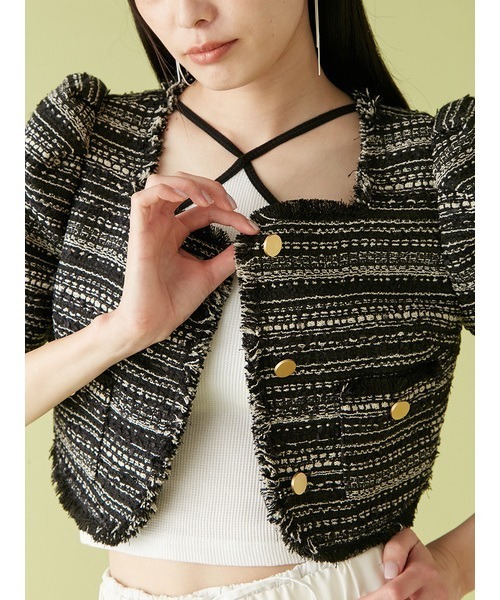 Lily Brown ハーフスリーブツイードジャケット LILY BROWN｜ハーフスリーブツイードジャケット | Rakuten