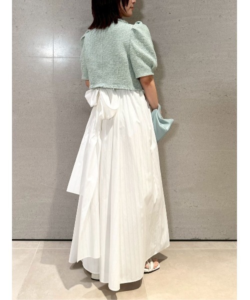 ハーフスリーブツイードジャケット（ノーカラージャケット