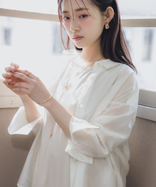 ブラウス シャツ 小さいサイズ　シアーシャツ　低身長さん・小柄女性 レディース 小さいサイズ シアーシャツ 低身長さん・小柄女性（シャツ